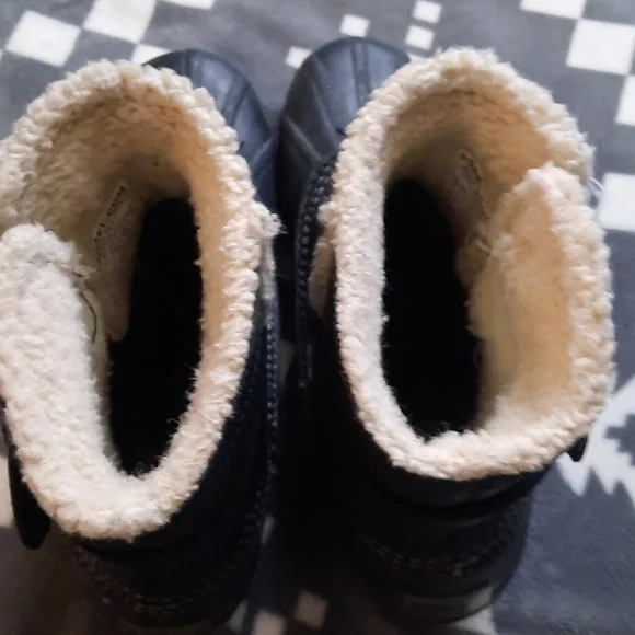 Sorel Black Leather Ankle Rubber Sherpa Lined Boots NL2135-010 Size 9 - Picture 11 of 16